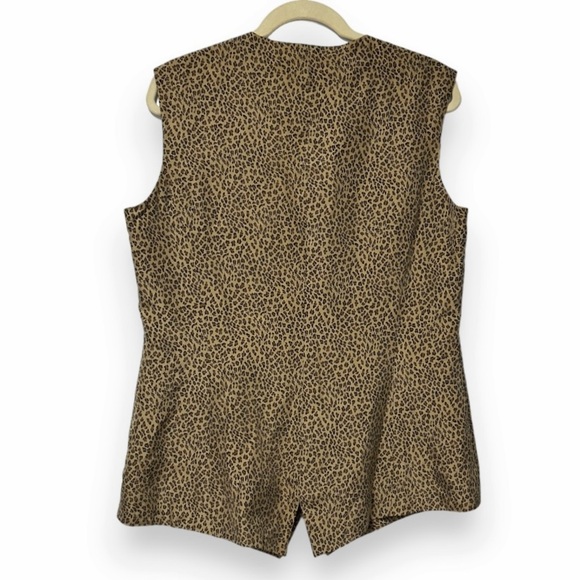 Vintage Glory Anne Pinkerton Cheetah Print Silk Beige Vest Women’s Size Large - Picture 2 of 16